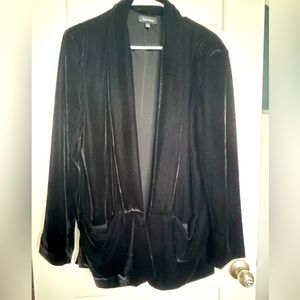 Brand new black blazer type cardigan velvet, worn once in excellent shape